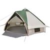 GFMGUEMV Moderna tenda tepee da campeggio per 6 persone, verde e bianco, 490 x 410 x 210 cm, in poliestere 185T con struttura in taffettà, con aste, tiranti, picchetti e borsa per il trasporto