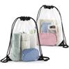 BIKPRST 2 Pezzi Zaino Trasparente con Coulisse, Borsa Sportiva Impermeabile per Palestra, Viaggio, Festival, Spiaggia e Scuola