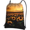 YYHHAOFA Sunflower and Sunset Prints Zaino con cerniera e coulisse, leggero, impermeabile, con tasca frontale, per viaggi, sport e yoga