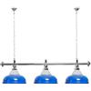 Billiard-Royal Lampada da biliardo con 3 paralumi blu, supporto vetro/argento per tavoli da biliardo