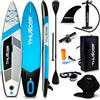 THUNDER SUP Board Gonfiabile 320 cm con Sedile da Kayak - Set Stand Up Paddle Board con Pagaia, Pompa e Zaino - Extra Stabile, Antiscivolo e Ideale per Adulti e Principianti (BIANCO/BLU)