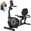 StoneGrit Cyclette reclinata per casa con connettività app, cyclette silenziosa a resistenza magnetica con monitor LCD, maniglia per la frequenza cardiaca, sedile e schienale regolabili, pedali con