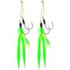 Generic Ami da jigging in acciaio inox con filo integrato, ancoraggi da pesca in acqua salata spinati per pesca in barca, rivestimento UV verde, 2 paia (9/0#)