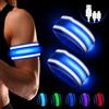 Corpower Bande Catarifrangenti LED 2 Pezzi, Bracciale LED Running Ricaricabile USB, Braccialetto Riflettente LED con 3 modalità di Illuminazione, Lunghezza Regolabile, per Corsa Notturna, Ciclismo
