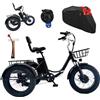 WuXQuuzlh Triciclo Bici Pieghevole Elettrica per Adulti 20 Pollici, Cambio a 7 Rapporti, Freni a Disco Doppi, Display Digitale, Cestini Anteriori e Posteriori per Ciclismo All'Aperto