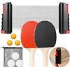 BnaFortna Set da Ping Pong Completo con 2 Racchette, 6 Palline, Rete Regolabile Portatile e Borsa Trasporto - Ideale per Interni/Esterni - Gioco Familiare e Professionale