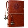 Kesote Taccuino Diario di Viaggio in Pelle Vintage A7 80 Fogli Ricaricabili | Taccuino Tascabile Quaderno 10.5 x 7.4 cm Marrone