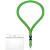 webbomb Porta badge con zip impermeabile e flessibile con cordino, cordino largo 2 cm (11 colori), cordino da collo + porta carte zip per 1-2 badge carte d'accesso (Verde)