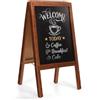 Velora Home&Living VELORA H&L Lavagna da Esterno 60x 100 cm Legno Bruciato - Lavagna Bifacciale in Legno con Cavalletto per Ristorante Bar e Negozio, Lavagna Menu Pieghevole, Cavalletto Pubblicitario