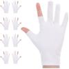 Rahhlizs 4 paia di guanti in cotone bianchi, senza dita, traspiranti, per mani asciutte, touchscreen, spa, trattamento della pelle, guida