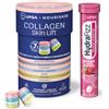 NOURISHƎD UPSA x Nourished Kit Idratazione e Bellezza, Hydrafizz Acido Ialuronico 16 Compresse Effervescenti + Collagen Skin Lift 30 Gummies, Integratore Alimentare con Acido Ialuronico, Collagene, Elettroliti