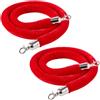 VEVOR Cordone Intrecciato per Paletti Divisori in Velluto Rosso, 2 Pezzi, Corde per Pali di Controllo della Folla da 1,5 m con Ganci Argentati, Corda per Moquette per Eventi su Feste, Cinema