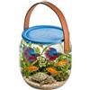 Generic Serbatoio per pesci portatile, trasparente, con coperchio in silicone, per granchi Betta Piccole tartarughe e conchiglie acquatiche per la casa, all'aperto, spiaggia, piscina, lago, viaggi