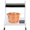 ClearFragrans Carrello da bagno a 2 livelli, mobile per pedicure, in legno e metallo, portatile, con ruote, supporto per poggiapiedi, 100 kg, vano portaoggetti, ideale per bagno, salone, colore nero