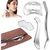 INQUIRLLY Gua Sha 4 in 1 in acciaio inox, raschietto muscolare in acciaio inox, strumento di massaggio linfatico, raschietto muscolare con custodia in feltro per gambe, schiena, viso, collo, massaggio Gua Sha