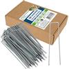 Flandria 100 picchetti di fissaggio in acciaio zincato, altezza 100 mm, larghezza 35 mm, punti metallici Ø3 mm, a forma di U, per tele, rete metallica, tubi, sardine tenda, tappeto erboso sintetico