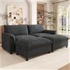 DACHETOU Cloud-Sectional Divano Modulare a U/Angolare Confortevole Soggiorno Seduta Profonda Oversize con 2 Poggiapiedi Mobili Schienale Alto Nero 216 x 82 x 77 cm