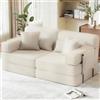 Luxstein Divano letto largo 190 cm, divano modulare da pavimento, divano senza osso, con schienale alto, divano a 2 posti in schiuma piena, divano pieghevole 5 in 1 con funzione letto per gli ospiti