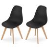 NMK HOME Sedie Plastica Nere 2 Pz Stabilità in Legno Nero | Plastica, gambe in legno, sicurezza, design mordente, casa, ufficio