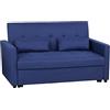 Totò Piccinni Divano Letto PRESTODORMO 2 Posti pronto letto con Cuscini (Con Braccioli, Blu)