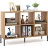 COSTWAY Scaffale a 6 Cubi, Libreria Aperta in Legno con Gambe Metalliche, Ripiani Regolabili in 5 Posizioni, Dispositivo Antiribaltamento, Scaffale per Casa e Ufficio, 120 x 35 x 79,5 cm (Naturale)