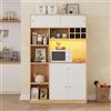 NNJN Armadietto da cucina, buffet con buffet LED, armadio multiuso, con un cassetto, tre ante e ripiani per riporre posate, grande spazio per forno a microonde. 115 x 35 x 180 cm (larghezza x