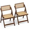 COSTWAY Set di 2 Sedie Pieghevoli da Pranzo in Rattan e Bambù (Caffè)