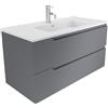 Parama Mobile Bagno Sospeso 90 cm 2 Cassetti Grigio Opaco Con Lavabo Mod. Ardenne