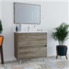 MarinelliGroup Mobile bagno 80 cm a terra lavabo ceramica specchio 2 cassetti ROVERE 80 x 45 x 80 cm 305040H