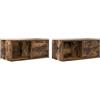 Mhdvray Set di 2 mobili per TV sospesi, in legno di rovere affumicato, montaggio a parete, per soggiorno, con cassetto, 60 x 31 x 25,5 cm