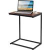LIFEZEAL Tavolino Laterale da Divano, Tavolino Basso a Forma di C Porta Laptop, Tavolino da Caffè, Tavolino da Salotto, Serviletto, Telaio in Acciaio, Moderno, per Soggiorno, 55x35x65cm, Marrone