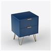 Luminarix Comò con 2 cassetti, Comodino Bedside Table, Armadio Nightstand Nachtkästchen Sideboard, Comò per camera da letto soggiorno, 40x36x50 cm, Blu