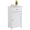 LIFEZEAL Mobiletto Bagno Salvaspazio, Mobiletto Multiuso 43 x 34 x 77cm, Mobile Bagno con Cassetto e 1 Porta, Armadietto da Terra per Cucina e Soggiorno, Arredo-bagno con Ripiano Regolabile (bianco)