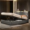 BIYFSDS Letto baule 160 x 200 cm con rete LED e USB, letto matrimoniale imbottito 160 x 200 con contenitore idraulico, telaio letto imbottito 2 posti con testiera e ripiani aperti (grigio C, 160 x 200)