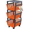 AKITAInk Carrello Portatutto Modula con Ruote - Carrello Portaoggetti a 3 Piani, Portata 9 kg, 41,5×29×75 cm, Made in Italy, Disponibile in 4 Colorazioni (Arancione)