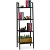 Relaxdays Scaffale in Legno, Moderna Libreria con 4 Ripiani, per Piante e Libri, HLP: 136 x 44 x 31,5 cm, Nero