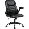 Andyou Sedia Ufficio Ergonomica-Altezza Regolabile, Braccioli 90°Ribaltabili, Schienale 17° Bascule, Similpelle Traspirante, Poltrona Girevole con Rotelle, fino a 130 kg, Nero