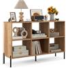 HOMASIS Libreria Scaffale a 6 Cubi, Libreria Bassa con Mensola Regolabile, Libreria Salvaspazio da Terra a 2 Livelli in Legno, Divisorio per Soggiorno, Studio, 120 x 35 x 79,5 cm (Naturale)