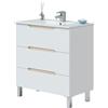 MarinelliGroup Mobile bagno 80 cm a terra lavabo ceramica 3 cassetti BIANCO LUCIDO 80 x 45 x 86 cm 305023B