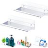 GGQ Mensole da Parete Senza Foratura, Mensola Metallo, Mensola da Muro Adesiva o con Foratura, Mensola Portafoto, Floating Shelves, Per Bagno, Camera da Letto, Soggiorno, Cucina (Argento, 2PCS)