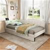 MIOOSUT Letto singolo 90 x 200 con 2 cassetti e spazio di archiviazione, letto imbottito a L con lampada LED e USB, pareti laterali intercambiabili, divano letto moderno, senza materasso (Beige C, 90 x 200)