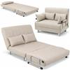 BAKAJI Divano Poltrona Letto 2 Posti Letto una Piazza e Mezza Struttura in Metallo Rivestimento in Tessuto Imbottito Schienale Reclinabile 5 posizioni Dimensione 102x82x78cm (Crema)