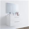 MarinelliGroup Mobile bagno 80 cm sospeso lavabo ceramica specchio 2 cassetti bianco lucido 80 x 45 x 57 cm 305161BO