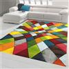 Teppich-Traum Tappeto Moderno Corridoio Soggiorno Astratto Motivo a Diamante Colorato Verde Giallo Arancio - Easy Care Größe 60x110 cm