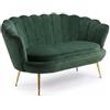INTRECCI Divanetto a Conchiglia in Velluto con Gambe Oro | Design Moderno ed Elegante | Colore: Sottobosco