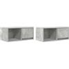Mhdvray Set di 2 mobili da parete per TV sospesi, grigio cemento, 60 x 31 x 25,5 cm, in legno, con cassetto e scomparto, per soggiorno