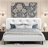YIDATONG Struttura Letto Matrimoniale, telaio del letto per Materasso 160x200 cm, Testiera Imbottita Regolabile, Telaio in Metallo e Legno, Facile da Assemblare, Letto Struttura Solida e Spazio Contenitore
