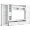Arreditaly Parete Attrezzata Soggiorno Con Vetrina 6 Ante Battenti E 3 Ribalte Ampio Mobile Porta TV Con Ripiani Design Moderno Zona Living Elegante Minimal Funzionale 300 x 50 x 215 Cm Bianco