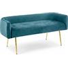 INTRECCI Divanetto in Velluto con Gambe Oro | Design Moderno ed Elegante | Colore: Petrolio