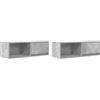 Mhdvray Set di 2 mobili TV sospesi, grigio cemento, montaggio a parete, 80 x 31 x 25,5 cm, mobile TV sospeso in legno con cassetto, per soggiorno